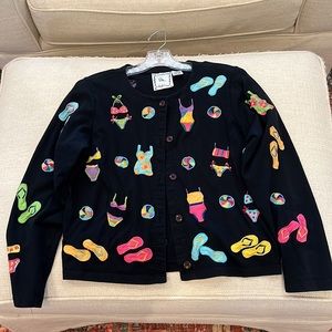 Michael Simon lite cotton button front cardigan beach designs size Small